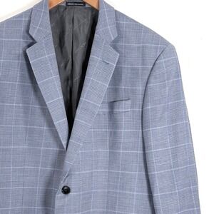 Armani Exchange Mens Plaid Blazer Jacket Blue Gray Sport Coat 44 Preppy Academa